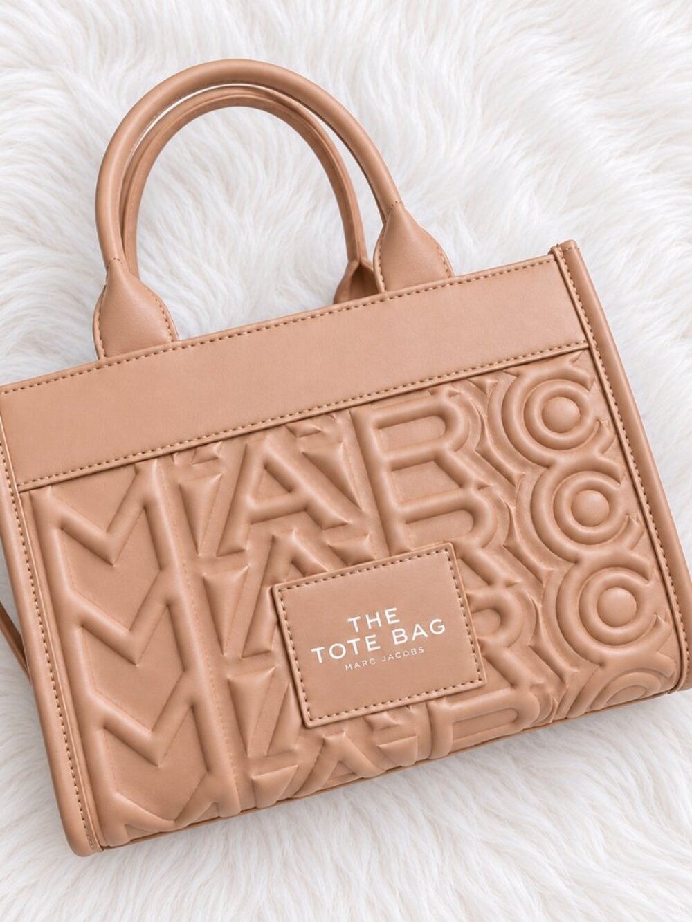 NWT Marc Jacobs The Tote Bag Tan Nude Embossed Crossbody Handbag